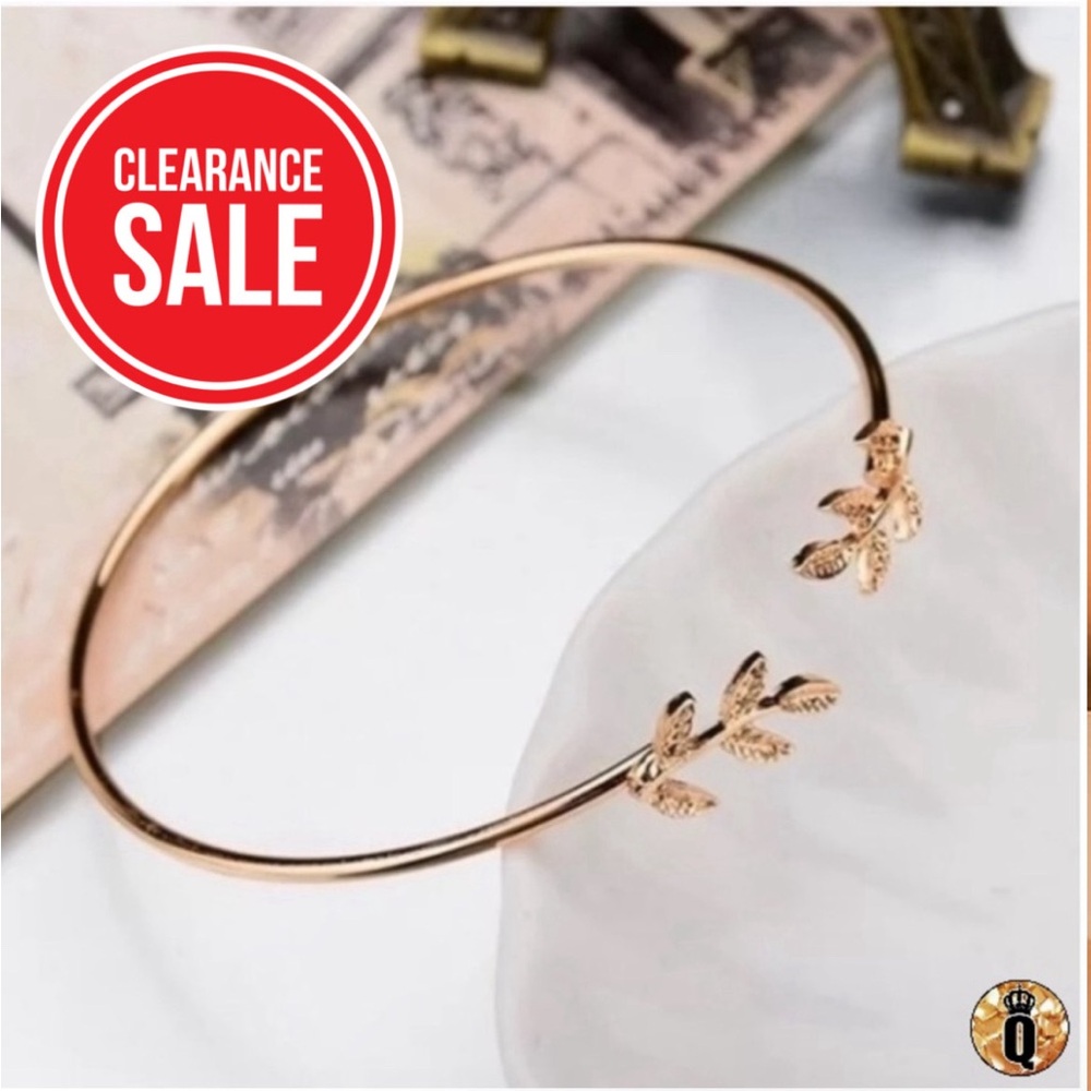 🔴𝟭𝟬/$𝟮𝟱🔴NEW 2 Leaf Simple Delicate Floral Cuff - Picture 1 of 11